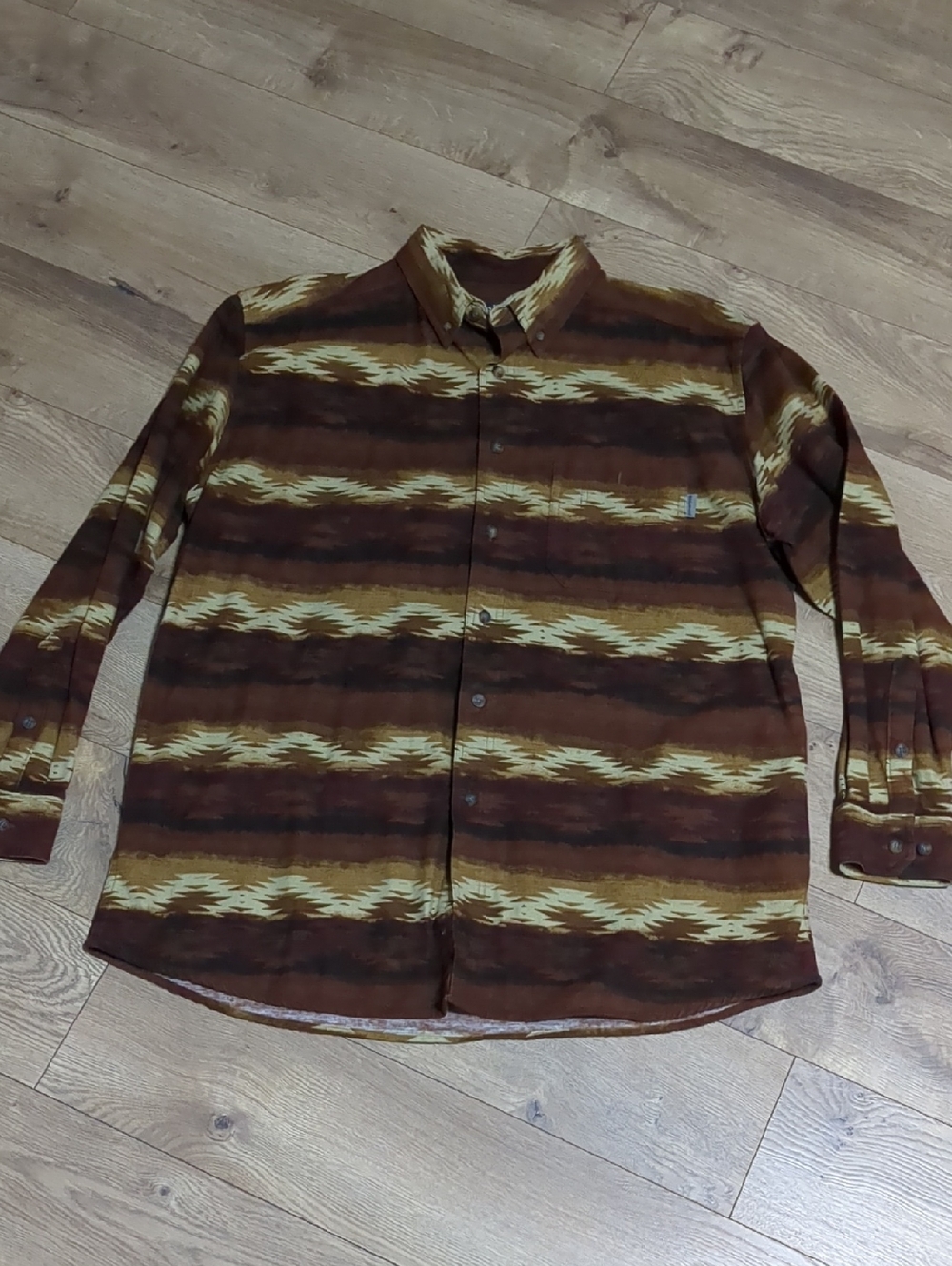 Woolrich Men’s Nutmeg Blanket Cotton Long Sleeve Button Up Shirt XL